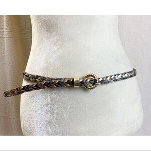 Tarnish Brand Silver Gold Metallic Braided Leather Belt S